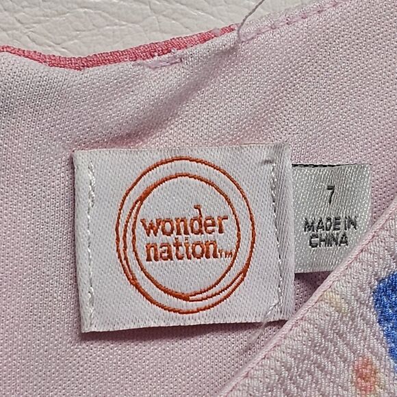 Girls Wonder Nation Pink Floral Dress Size 7 Sleeveless Belted Spring Style - Picture 4 of 12